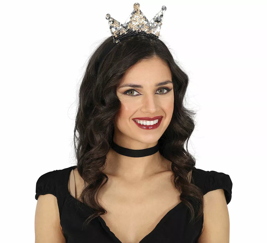 Diadema de Princesa con lentejuelas bicolor adulto