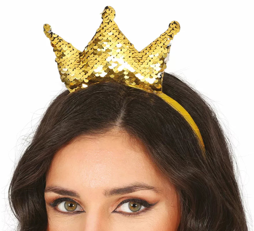 Translation missing: en.Diadema de Princesa con lentejuelas doradas adulto