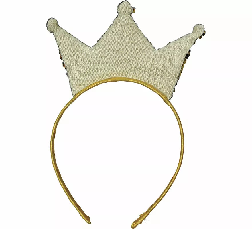 Diadema de Princesa con lentejuelas doradas adulto