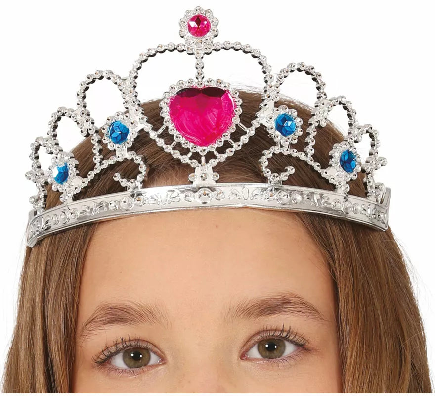 Translation missing: en.Diadema de Princesa plateada con corazón rosa