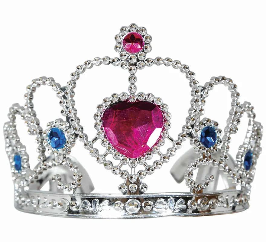 Translation missing: en.Diadema de Princesa plateada con corazón rosa