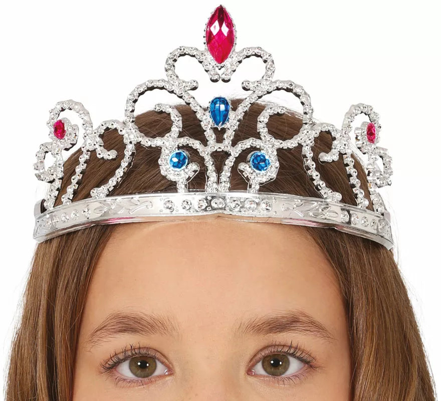 Diadema de Princesa plateada con piedras