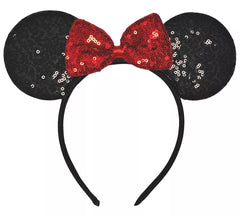 Mouse headband with bow and glitter