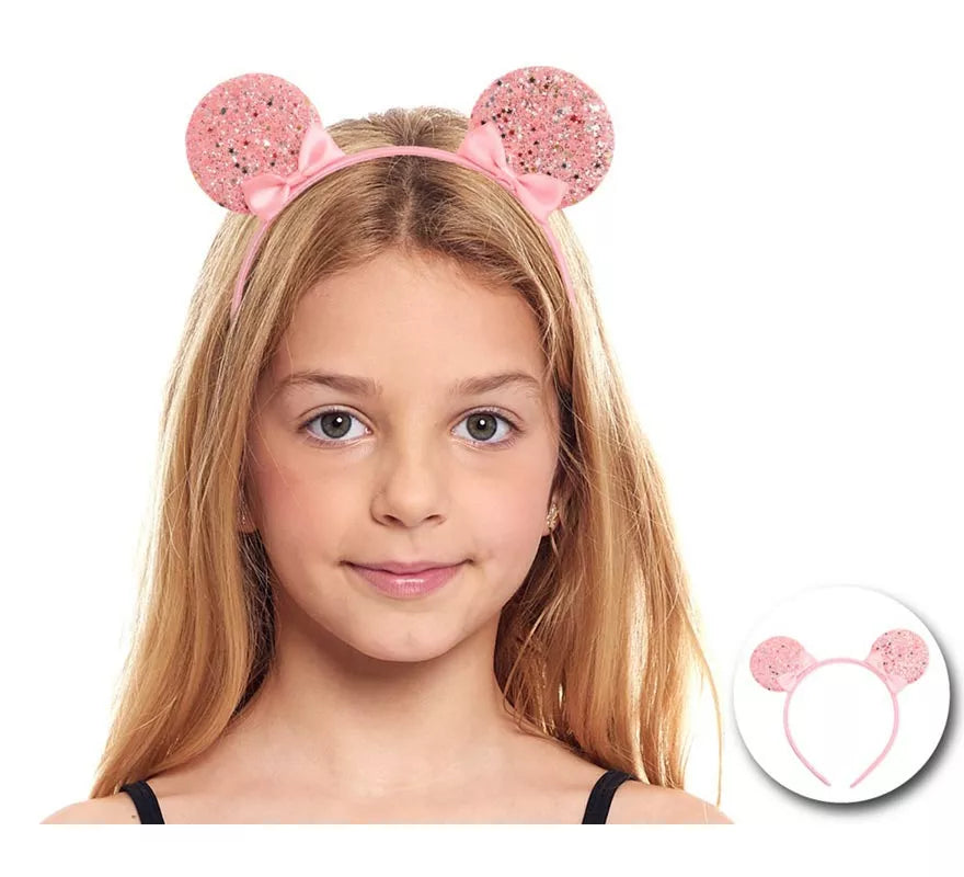 Translation missing: en.Diadema de Ratoncita rosa con lazos