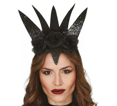 Queen Headband with Black Flowers