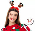 Diadema de Renos brillantes con pompones rojos