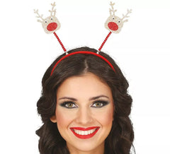 Gold and red reindeer headband