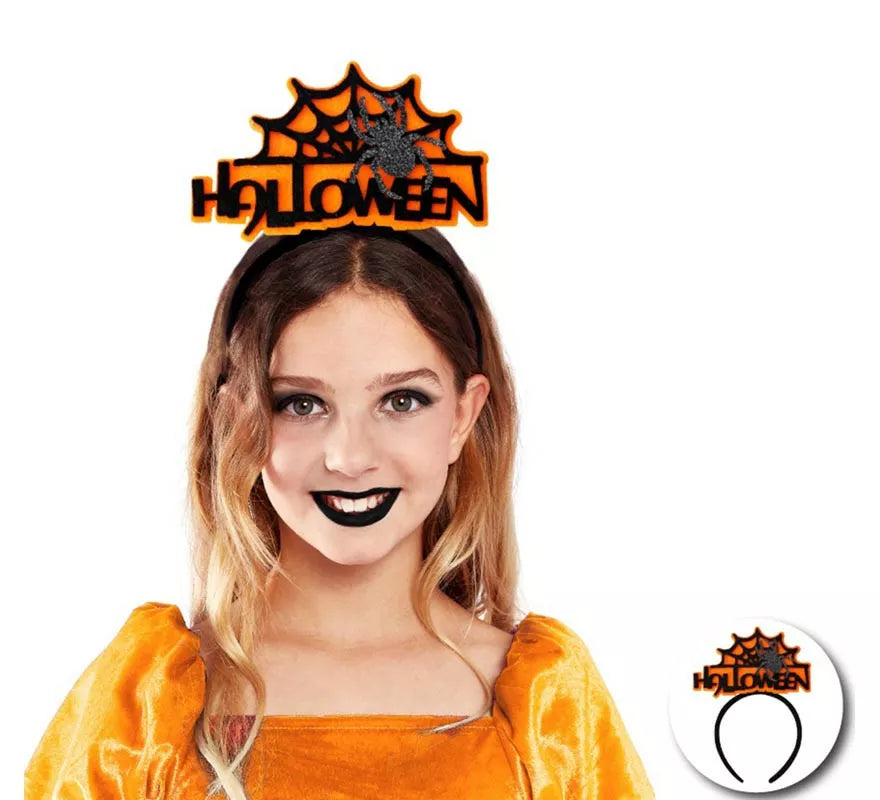Translation missing: en.Diadema de Telaraña Halloween naranja infantil