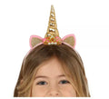 Diadema de Unicornio con Cuerno y Orejas Dorada