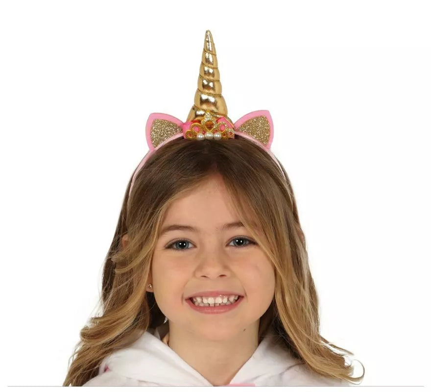 Translation missing: en.Diadema de Unicornio con Cuerno y Orejas Dorada