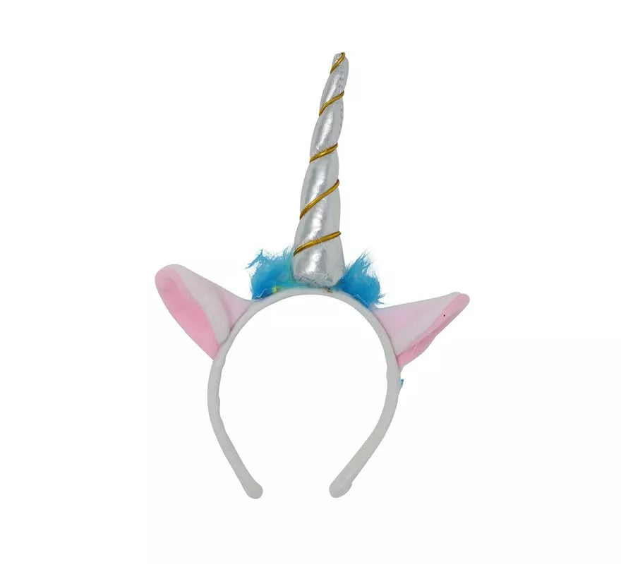 Translation missing: en.Diadema de Unicornio con Cuerno y Orejas Plateada