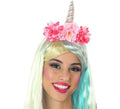 Diadema de Unicornio con Flores Rosas