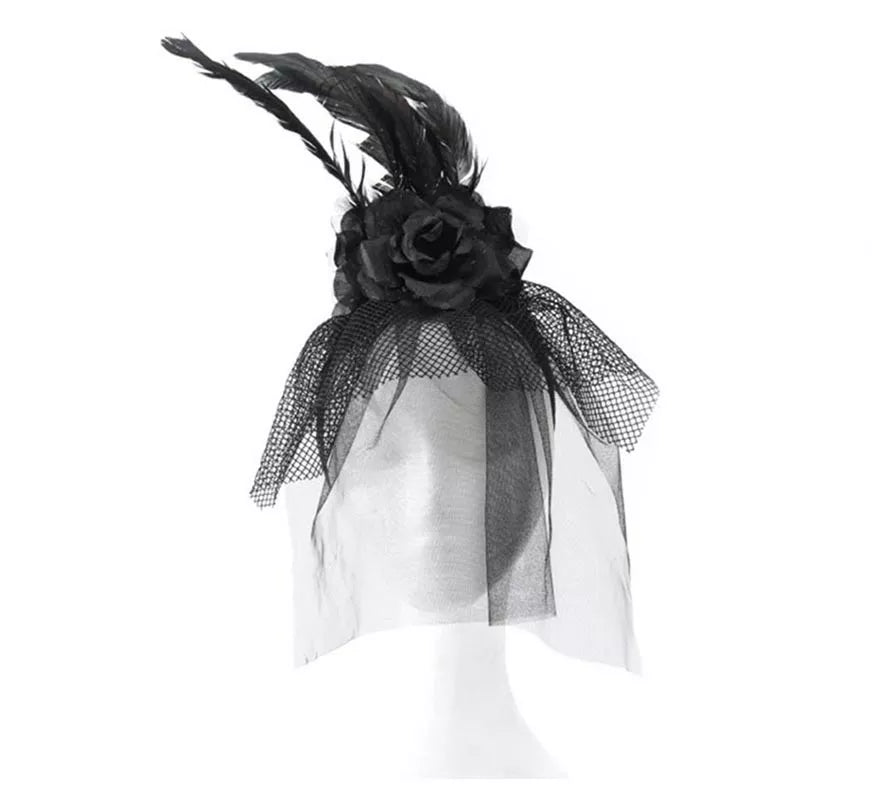 Diadema de Viuda negra con velo