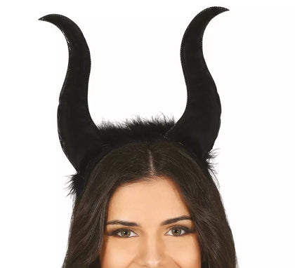 Diadema Demonio Negra con Cuernos Altos