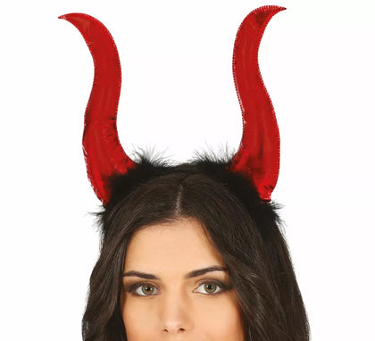 Diadema Demonio Roja con Cuernos Altos