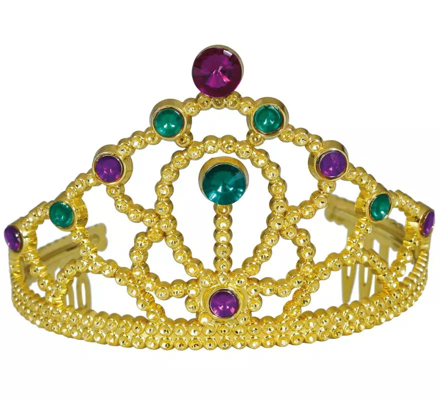 Diadema dorada con Piedras multicolores infantil