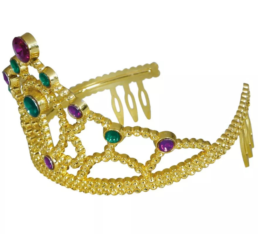 Diadema dorada con Piedras multicolores infantil
