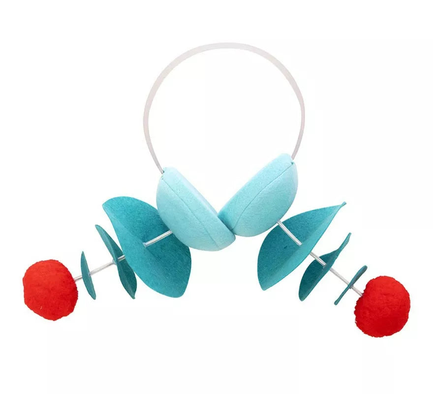 Diadema Espacial azul y rojo de 16 cm cada lado