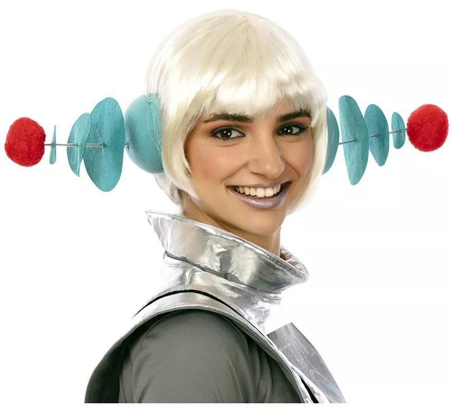 Diadema Espacial azul y rojo de 16 cm cada lado