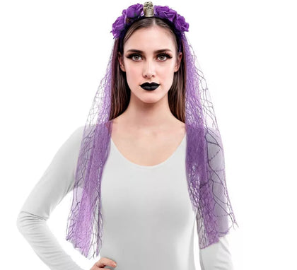 Diadema Flores con Velo morado