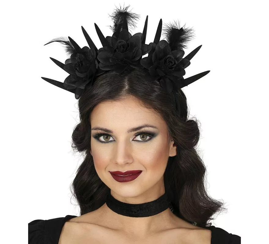 Diadema Flores negras