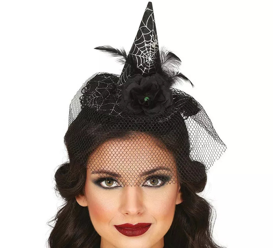 Diadema Gorrito Bruja con Velo