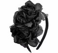 Diadema Gótica con 3 Rosas negras con Brillo