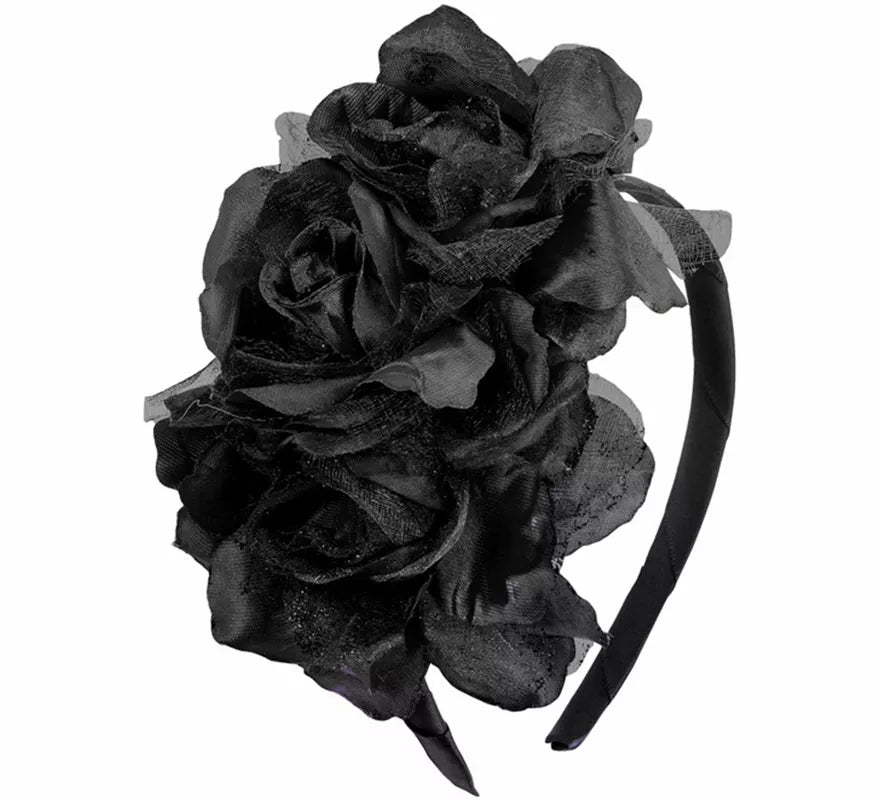 Translation missing: en.Diadema Gótica con 3 Rosas negras con Brillo