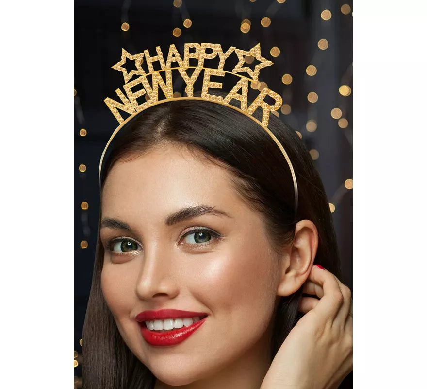 Diadema Happy New Year dorada