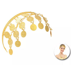 Hindu headband with golden coins