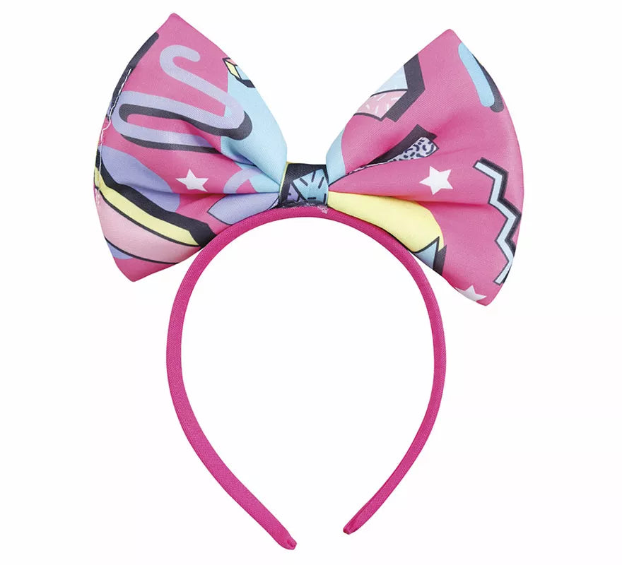 Diadema Lazo Fucsia con estampado de los Años '80