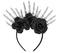 Diadema Manos Esqueleto y Rosas negras