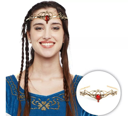 Diadema Medieval dorada y roja adulto