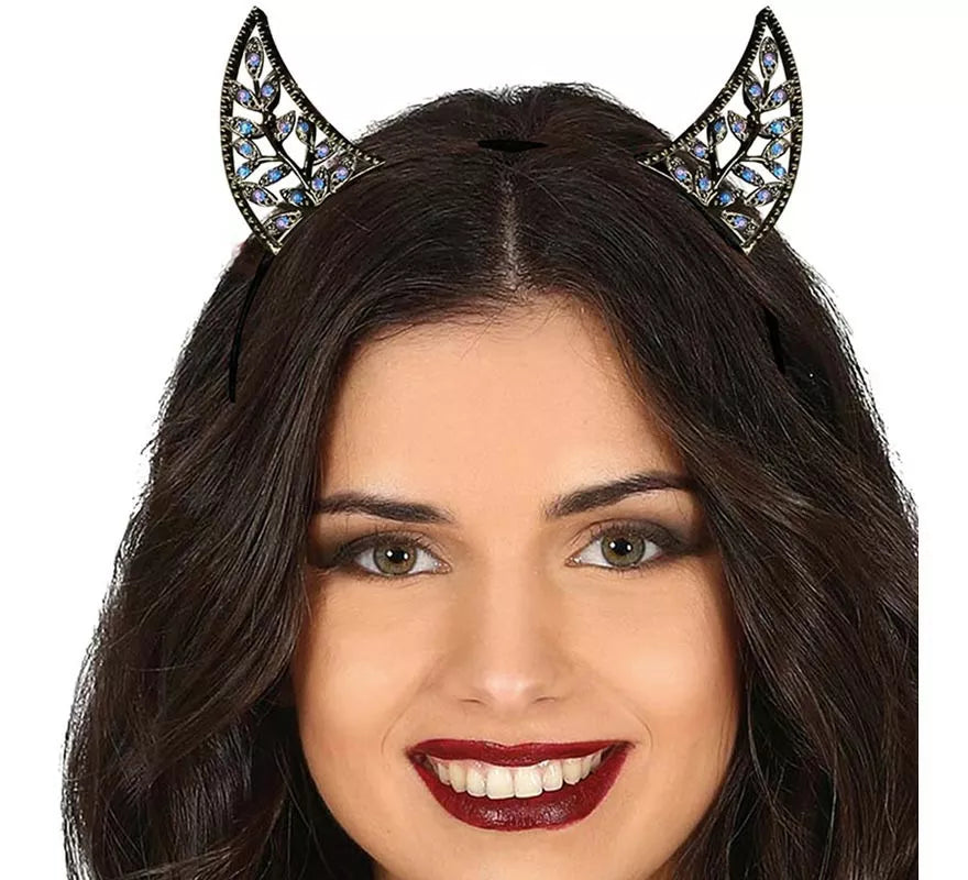Translation missing: en.Diadema Metálica con Cuernos y Brillantes