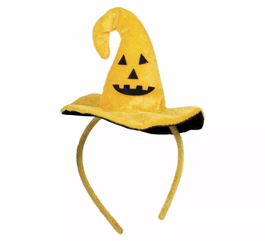 Translation missing: en.Diadema Mini Sombrero de Bruja con Calabaza Sonriente