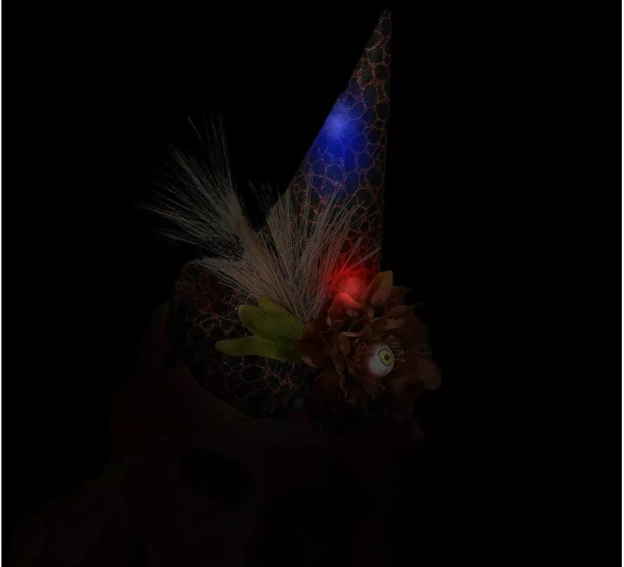 Diadema Mini Sombrero de Bruja Luz Marrón