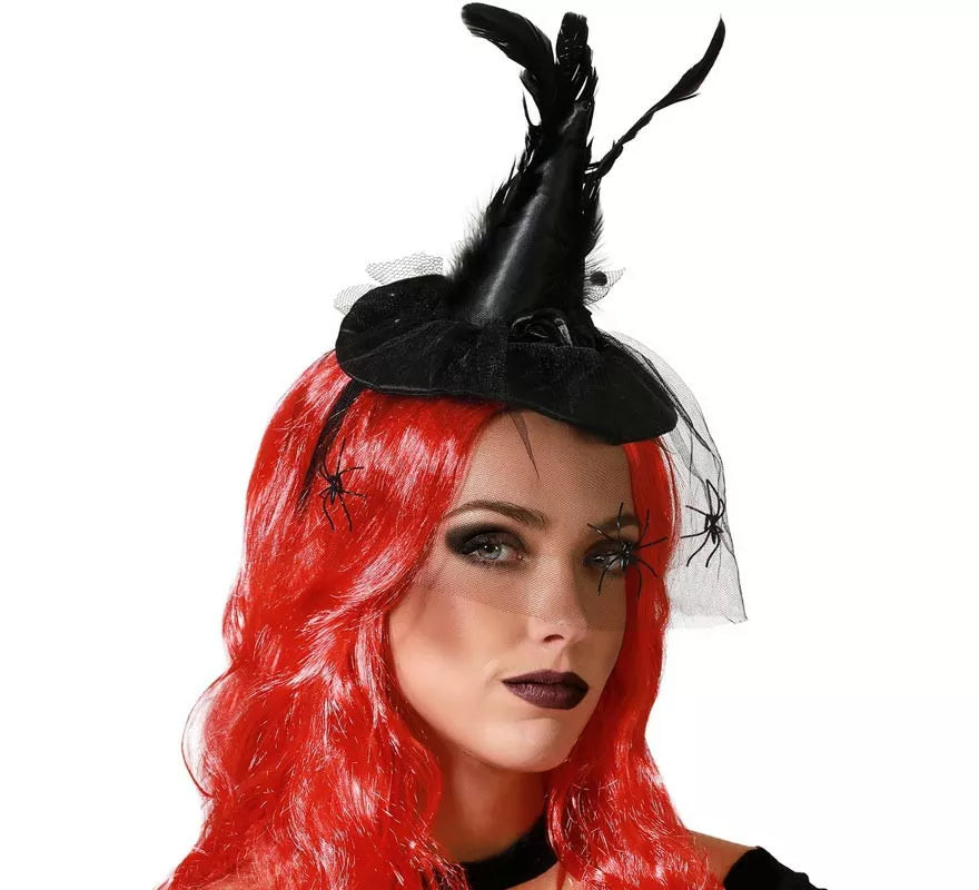 Translation missing: en.Diadema Mini Sombrero de Bruja Plumas Negro