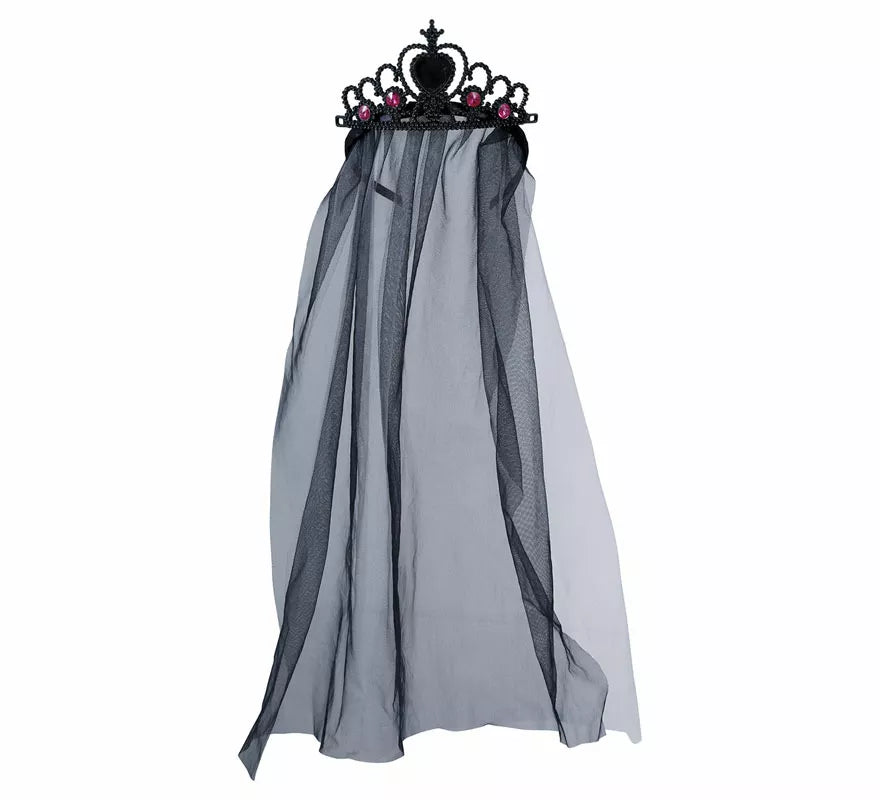 Diadema Negra de Princesa Fantasma con Velo