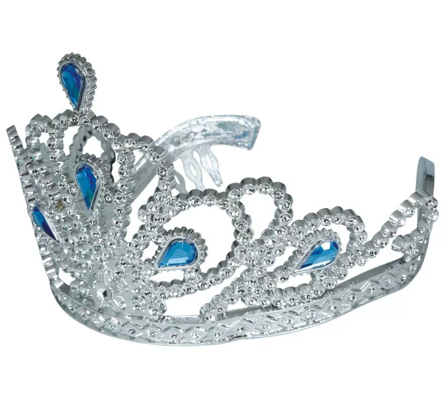 Translation missing: en.Diadema plateada con Piedras azules infantil