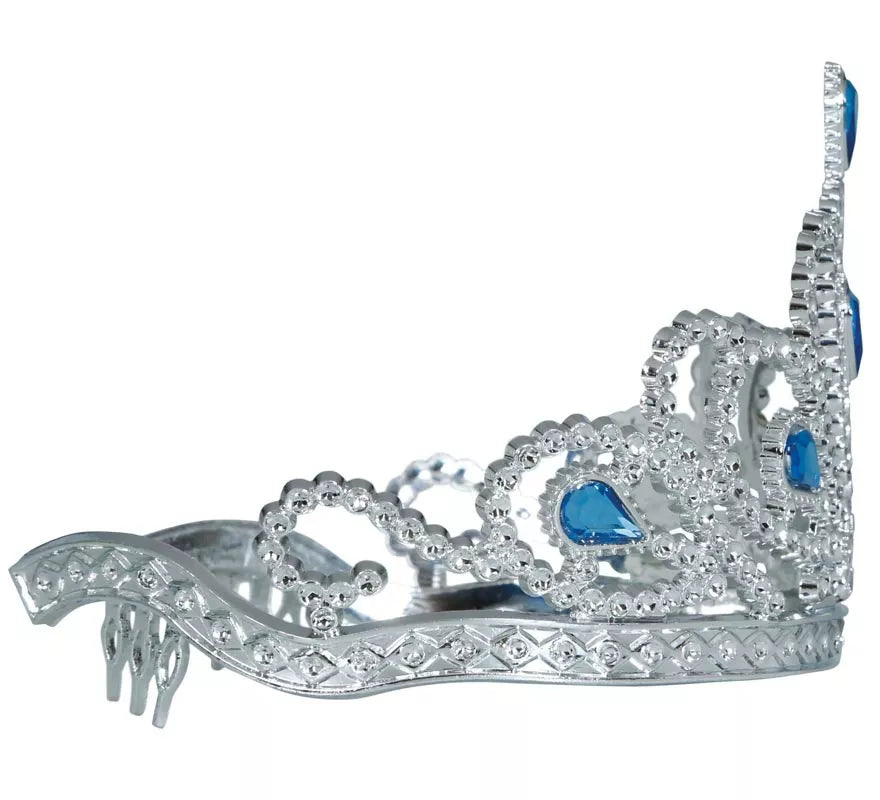 Translation missing: en.Diadema plateada con Piedras azules infantil
