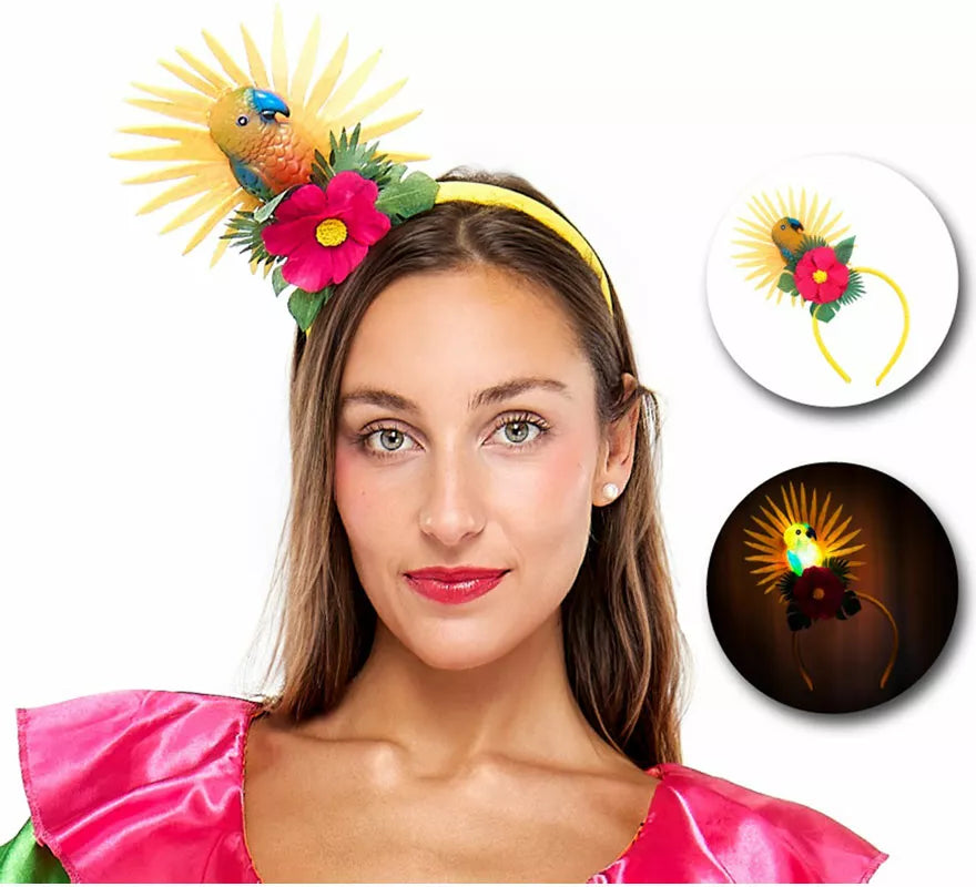 Diadema Tropical de Loro con Luz