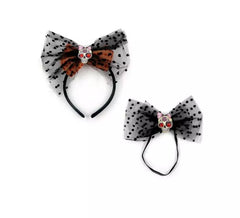 Skull Headband and Bow Tie with Polka Dots