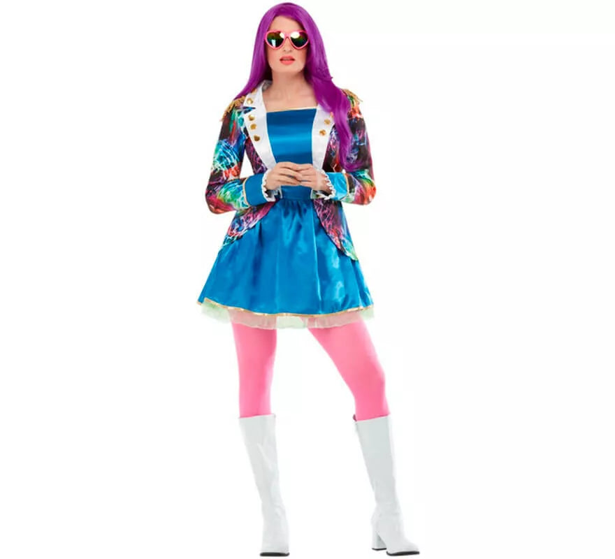 Translation missing: en.Disfraz Años 70 Multicolor con detalles dorados para mujer