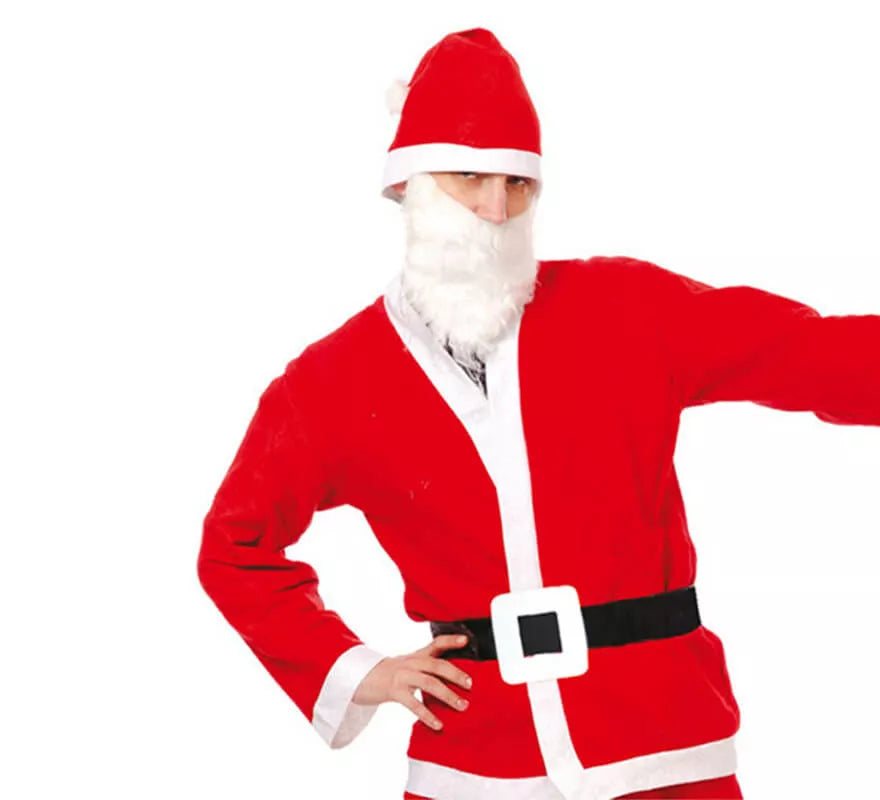 Disfraz barato de Papa Noel con Gorro y Barba para Hombre