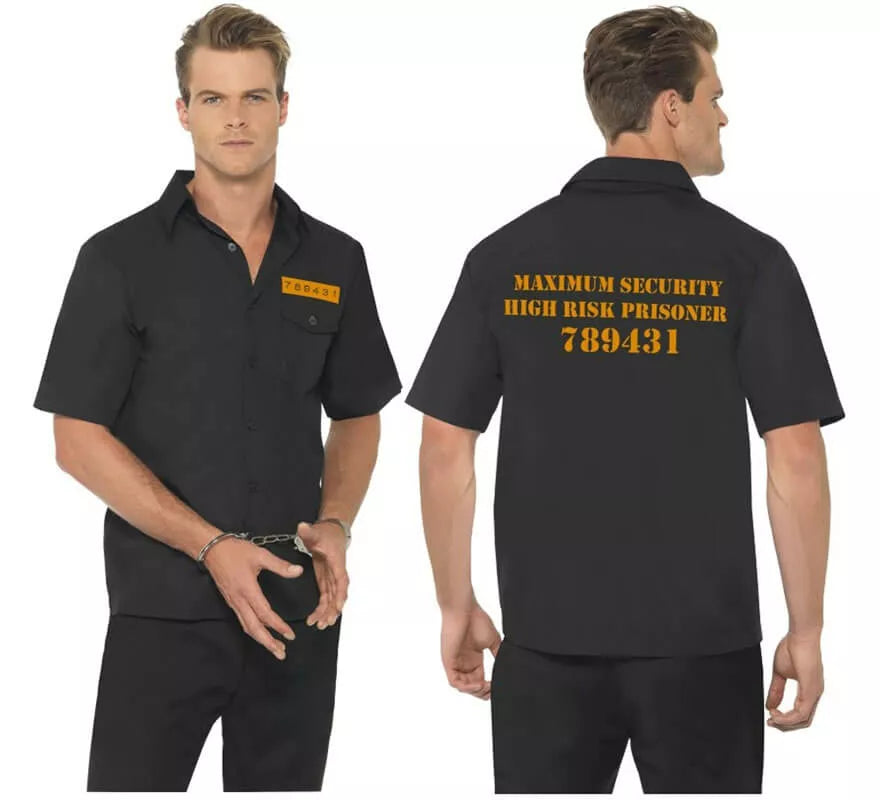 Disfraz Camisa Negra de Presidiario para Hombre
