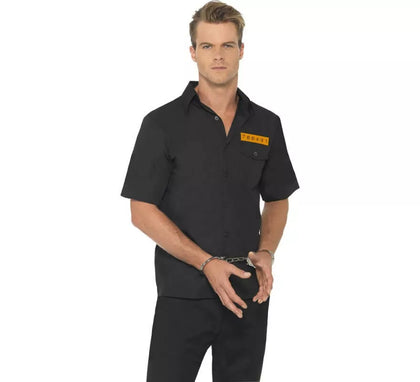 Disfraz Camisa Negra de Presidiario para Hombre