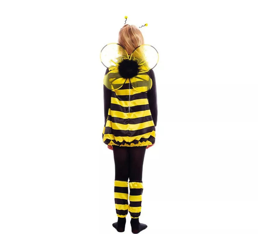 Disfraz de Abeja negro y amarillo con alas para niña