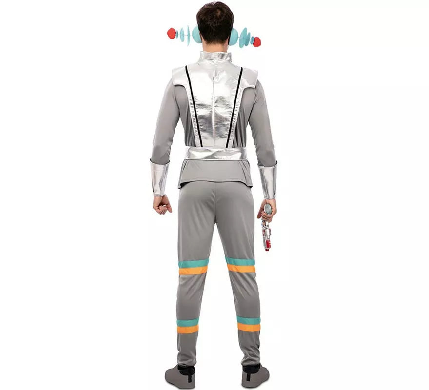 Disfraz de Agente Espacial gris con muñequeras para hombre