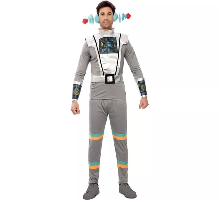 Disfraz de Agente Espacial gris con muñequeras para hombre