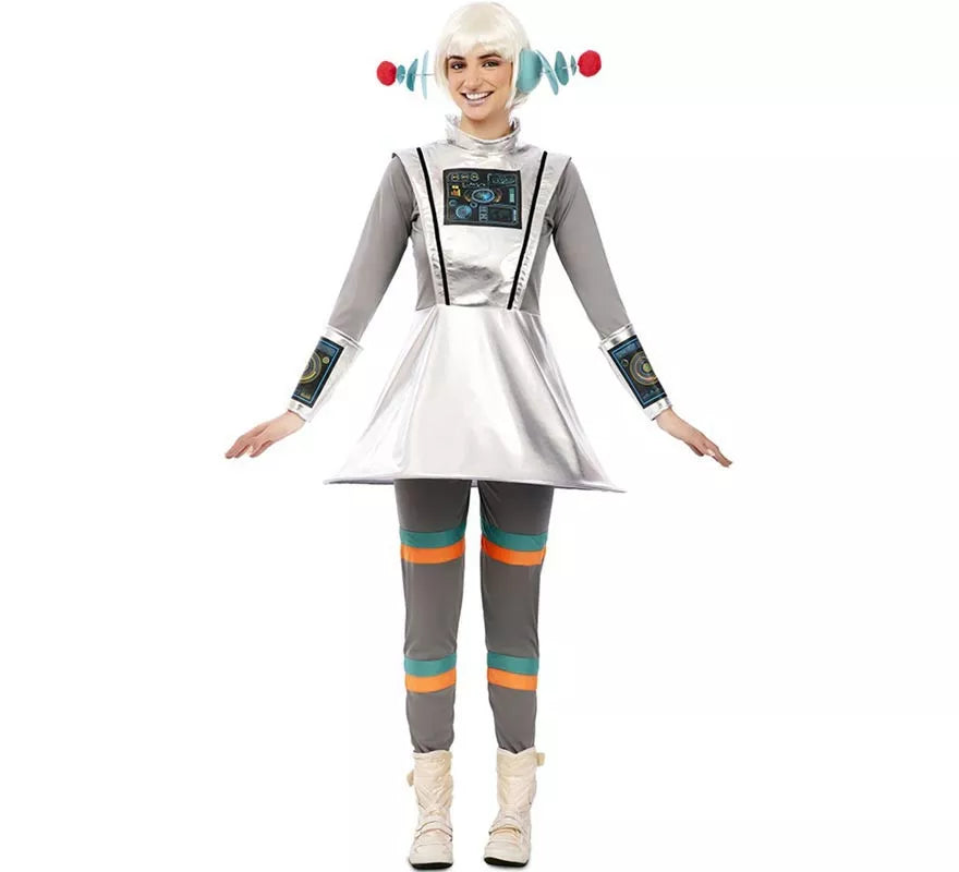 Translation missing: en.Disfraz de Agente Espacial gris con muñequeras para mujer